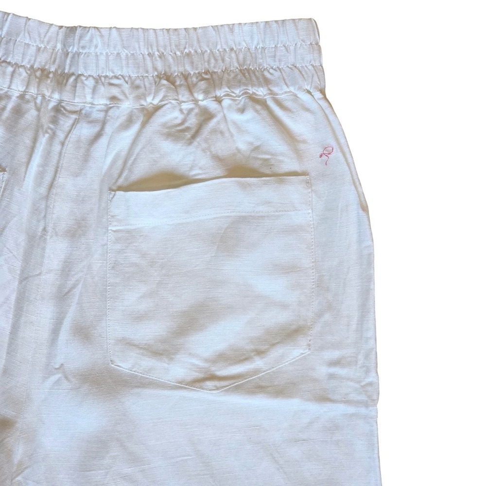 Evereve Sophia Linen Wide Leg Pants White Elastic Waist Medium NWOT - Picture 8 of 8